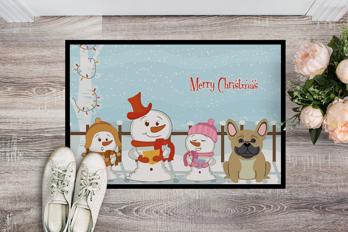 Caroline's Treasures Merry Christmas Carolers French Bulldog Cream Doormat - 24x36 Decorative Floor Mat – Indoor/Outdoor Rug with Artistic Flair BB2341JMAT