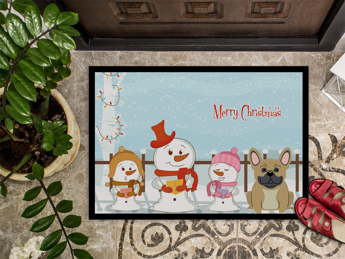 Caroline's Treasures Merry Christmas Carolers French Bulldog Cream Doormat - 24x36 Decorative Floor Mat – Indoor/Outdoor Rug with Artistic Flair BB2341JMAT