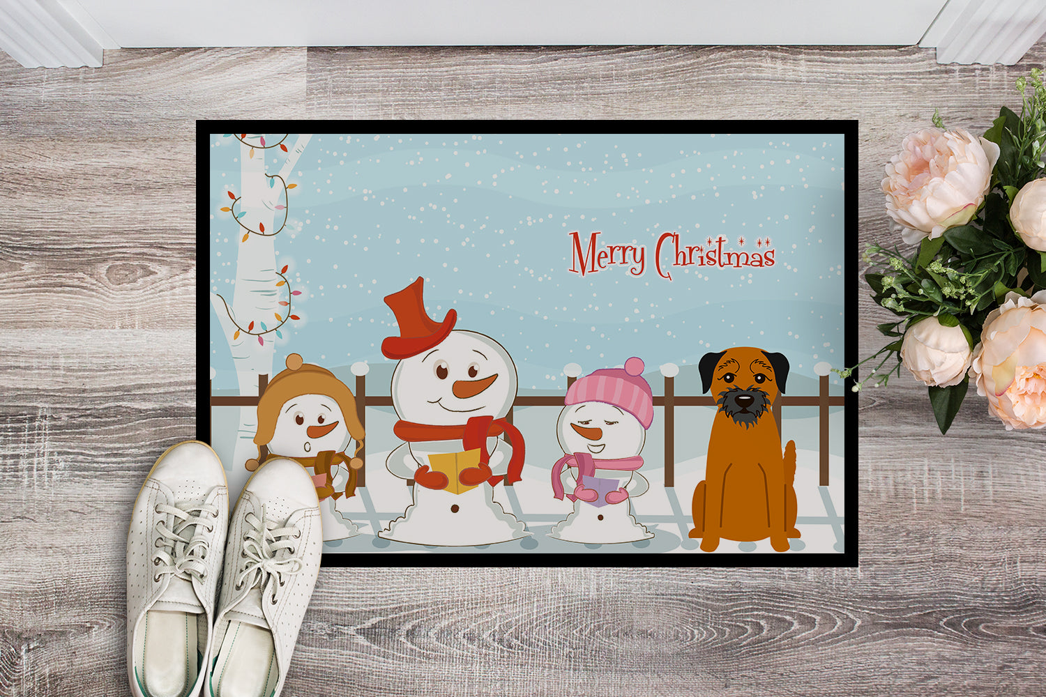 Caroline's Treasures Merry Christmas Carolers Border Terrier Doormat - 24x36 Decorative Floor Mat – Indoor/Outdoor Rug with Artistic Flair BB2370JMAT