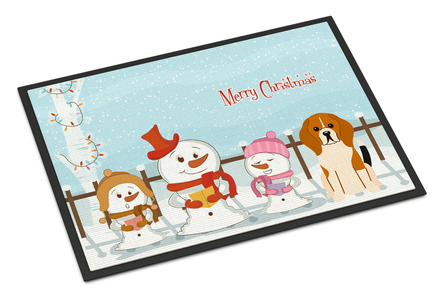 Caroline's Treasures Merry Christmas Carolers Beagle Tricolor Doormat - 24x36 Decorative Floor Mat – Indoor/Outdoor Rug with Artistic Flair BB2371JMAT
