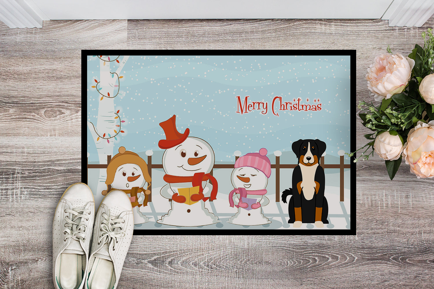 Caroline's Treasures Merry Christmas Carolers Appenzeller Sennenhund Doormat - 24x36 Decorative Floor Mat – Indoor/Outdoor Rug with Artistic Flair BB2374JMAT