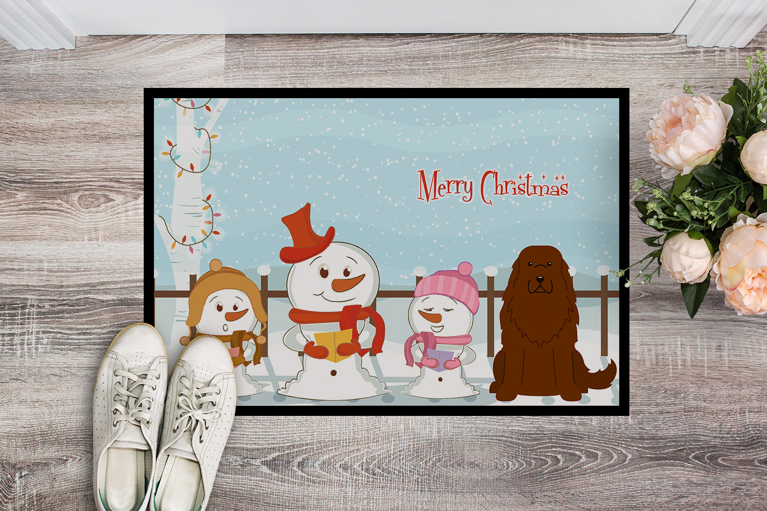 Caroline's Treasures Merry Christmas Carolers Caucasian Shepherd Dog Doormat - 24x36 Decorative Floor Mat – Indoor/Outdoor Rug with Artistic Flair BB2381JMAT