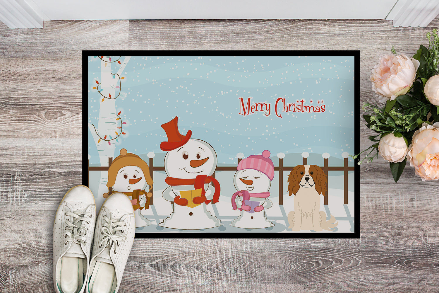 Caroline's Treasures Merry Christmas Carolers Cavalier Spaniel Doormat - 24x36 Decorative Floor Mat – Indoor/Outdoor Rug with Artistic Flair BB2389JMAT