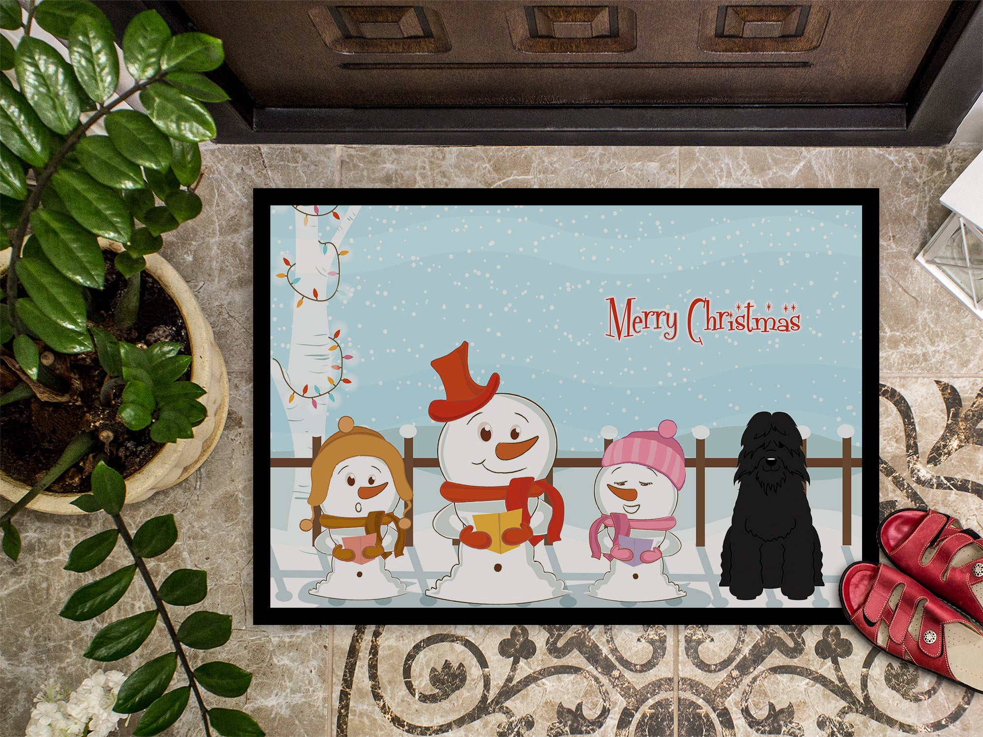 Caroline's Treasures Merry Christmas Carolers Bouvier des Flandres Doormat - 24x36 Decorative Floor Mat – Indoor/Outdoor Rug with Artistic Flair BB2405JMAT