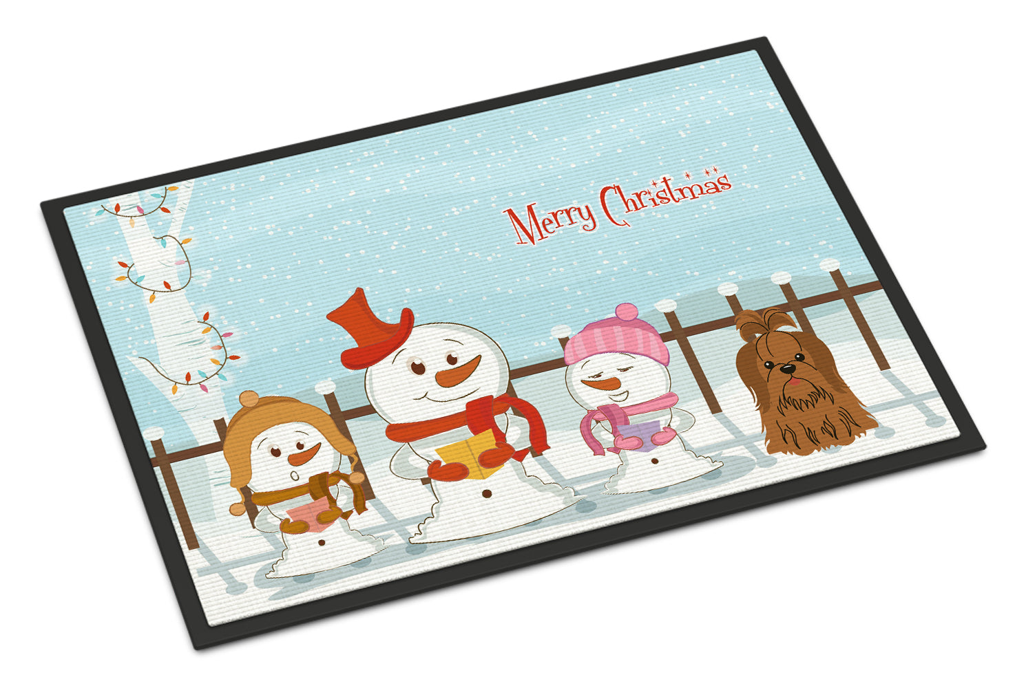 Caroline's Treasures Merry Christmas Carolers Shih Tzu Chocolate Doormat - 24x36 Decorative Floor Mat – Indoor/Outdoor Rug with Artistic Flair BB2417JMAT