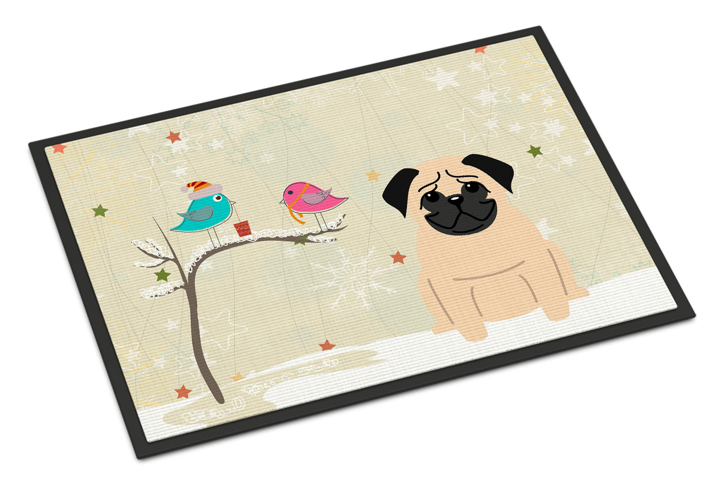 Caroline's Treasures Christmas Presents between Friends Pug Fawn Doormat - 24x36 Decorative Floor Mat – Indoor/Outdoor Rug with Artistic Flair BB2480JMAT