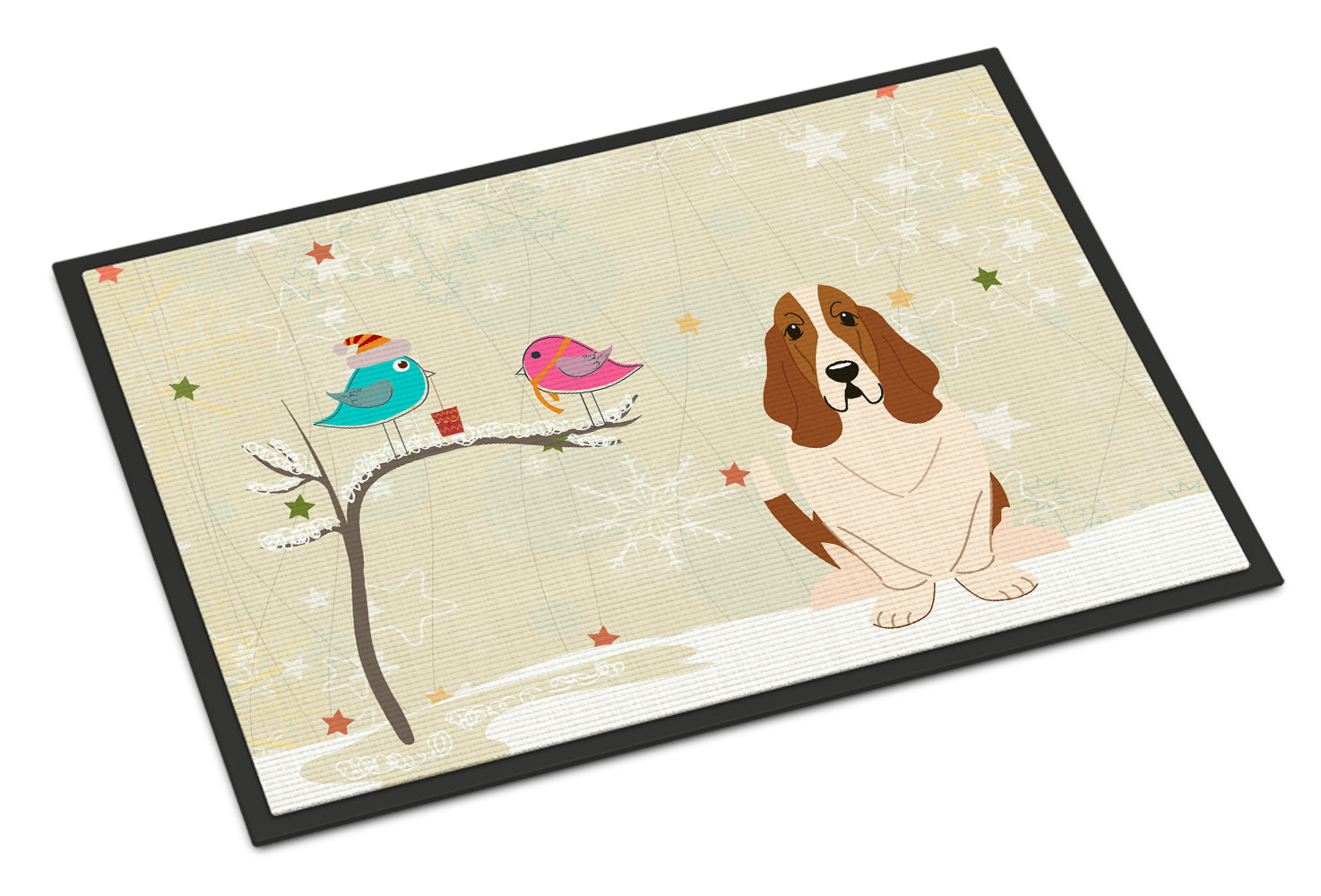 Caroline's Treasures Christmas Presents between Friends Basset Hound Doormat - 24x36 Decorative Floor Mat – Indoor/Outdoor Rug with Artistic Flair BB2493JMAT