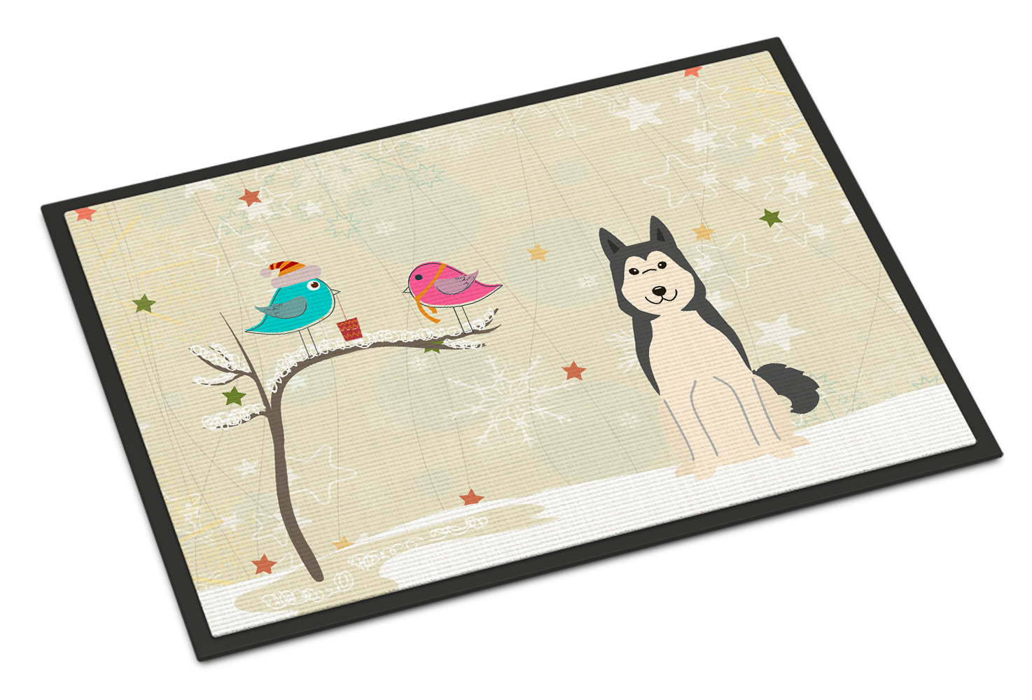 Caroline's Treasures Christmas Presents between Friends West Siberian Laika Spitz Doormat - 24x36 Decorative Floor Mat – Indoor/Outdoor Rug with Artistic Flair BB2497JMAT
