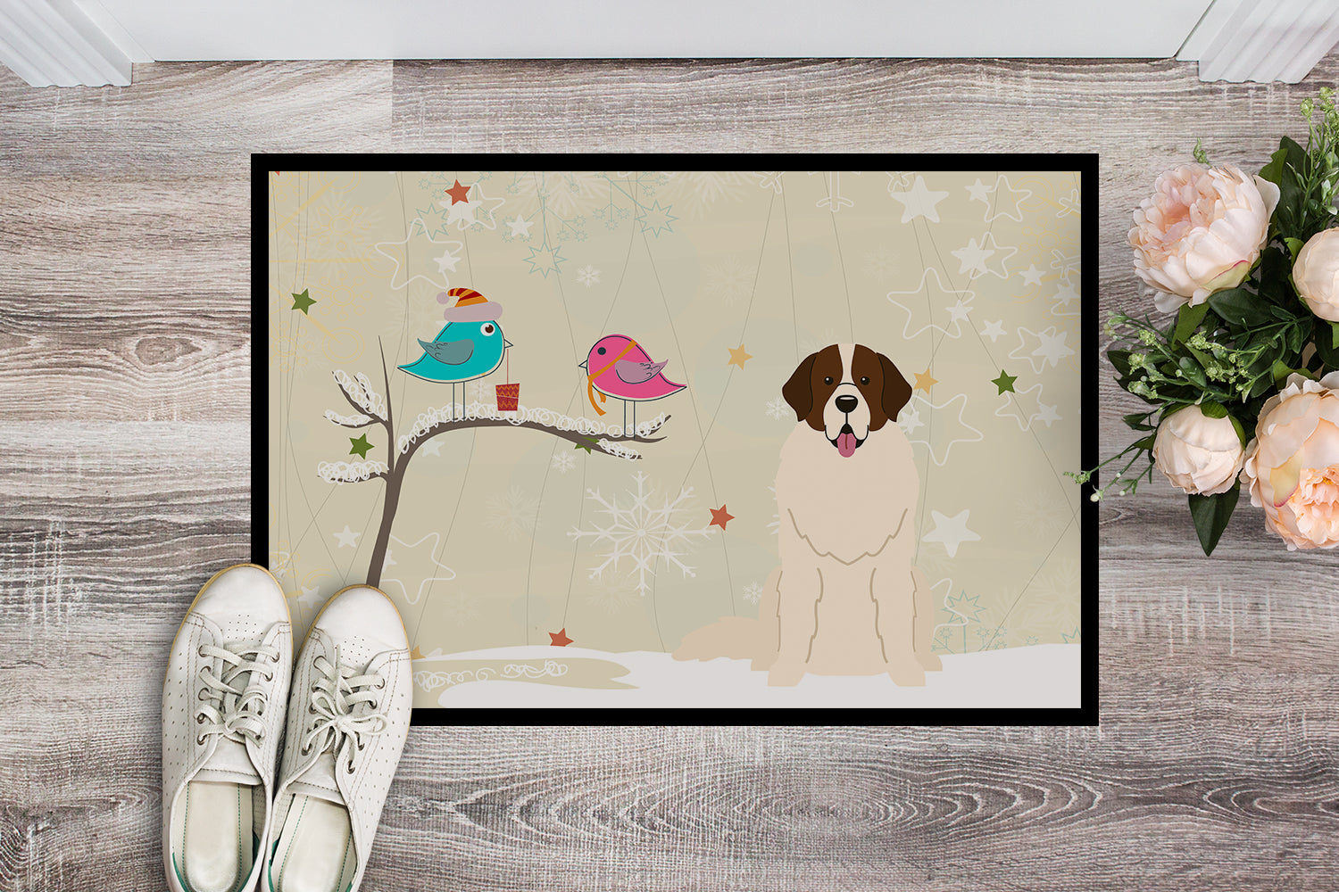 Caroline's Treasures Christmas Presents between Friends Moscow Watchdog Doormat - 24x36 Decorative Floor Mat – Indoor/Outdoor Rug with Artistic Flair BB2499JMAT