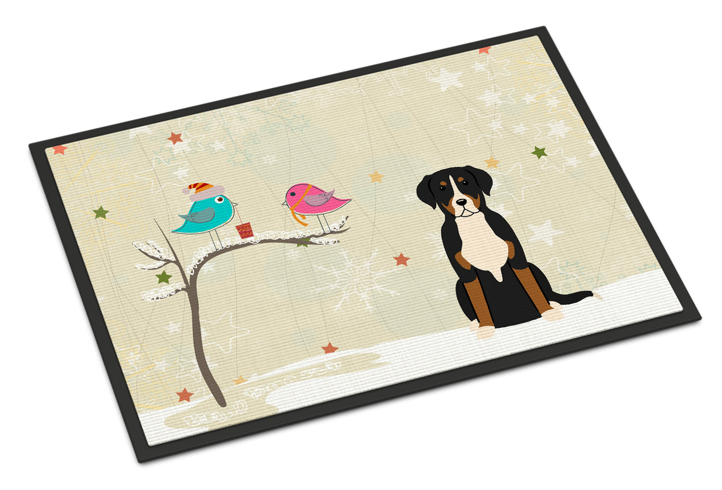 Caroline's Treasures Christmas Presents between Friends Greater Swiss Mountain Dog Doormat - 24x36 Decorative Floor Mat – Indoor/Outdoor Rug with Artistic Flair BB2509JMAT