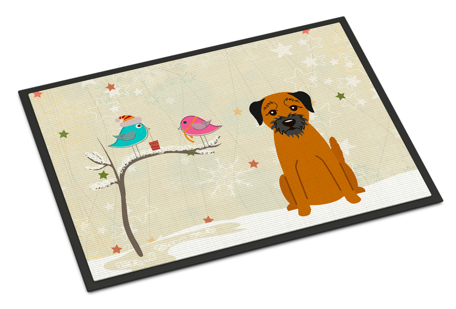 Caroline's Treasures Christmas Presents between Friends Border Terrier Doormat - 24x36 Decorative Floor Mat – Indoor/Outdoor Rug with Artistic Flair BB2511JMAT
