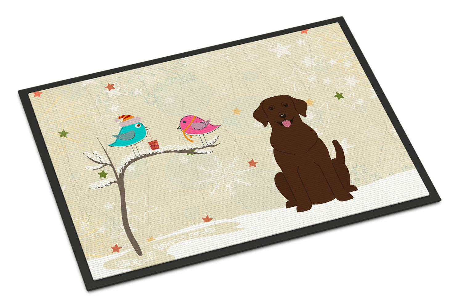 Caroline's Treasures Christmas Presents between Friends Chocolate Labrador Doormat - 24x36 Decorative Floor Mat – Indoor/Outdoor Rug with Artistic Flair BB2528JMAT
