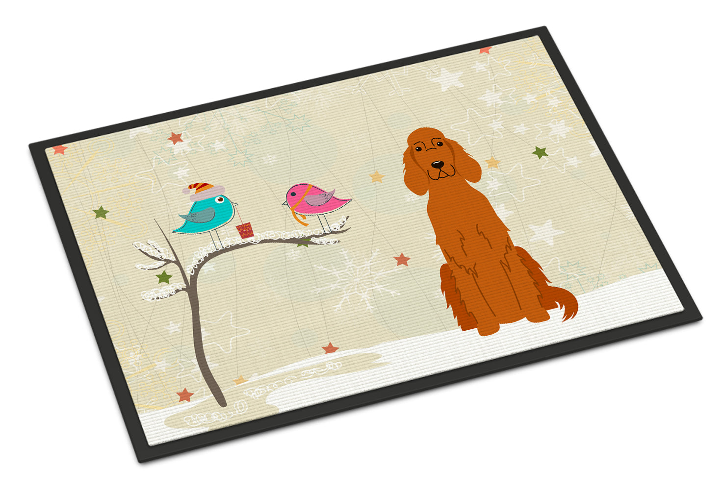 Caroline's Treasures Christmas Presents between Friends Irish Setter Doormat - 24x36 Decorative Floor Mat – Indoor/Outdoor Rug with Artistic Flair BB2536JMAT