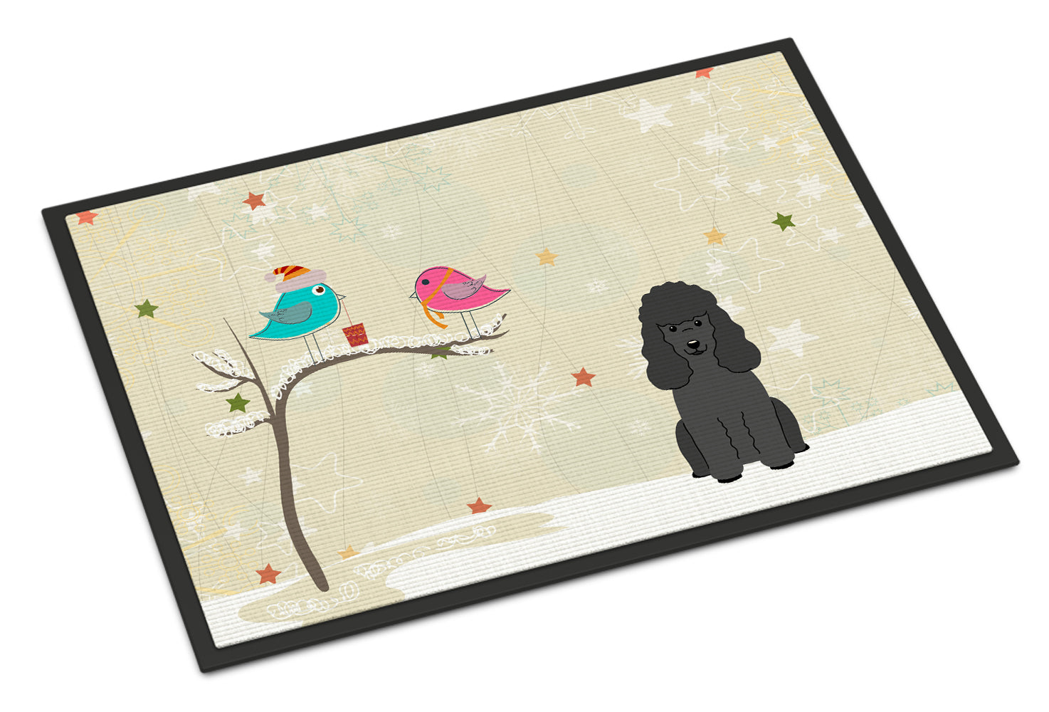 Caroline's Treasures Christmas Presents between Friends Poodle Black Doormat - 24x36 Decorative Floor Mat – Indoor/Outdoor Rug with Artistic Flair BB2543JMAT