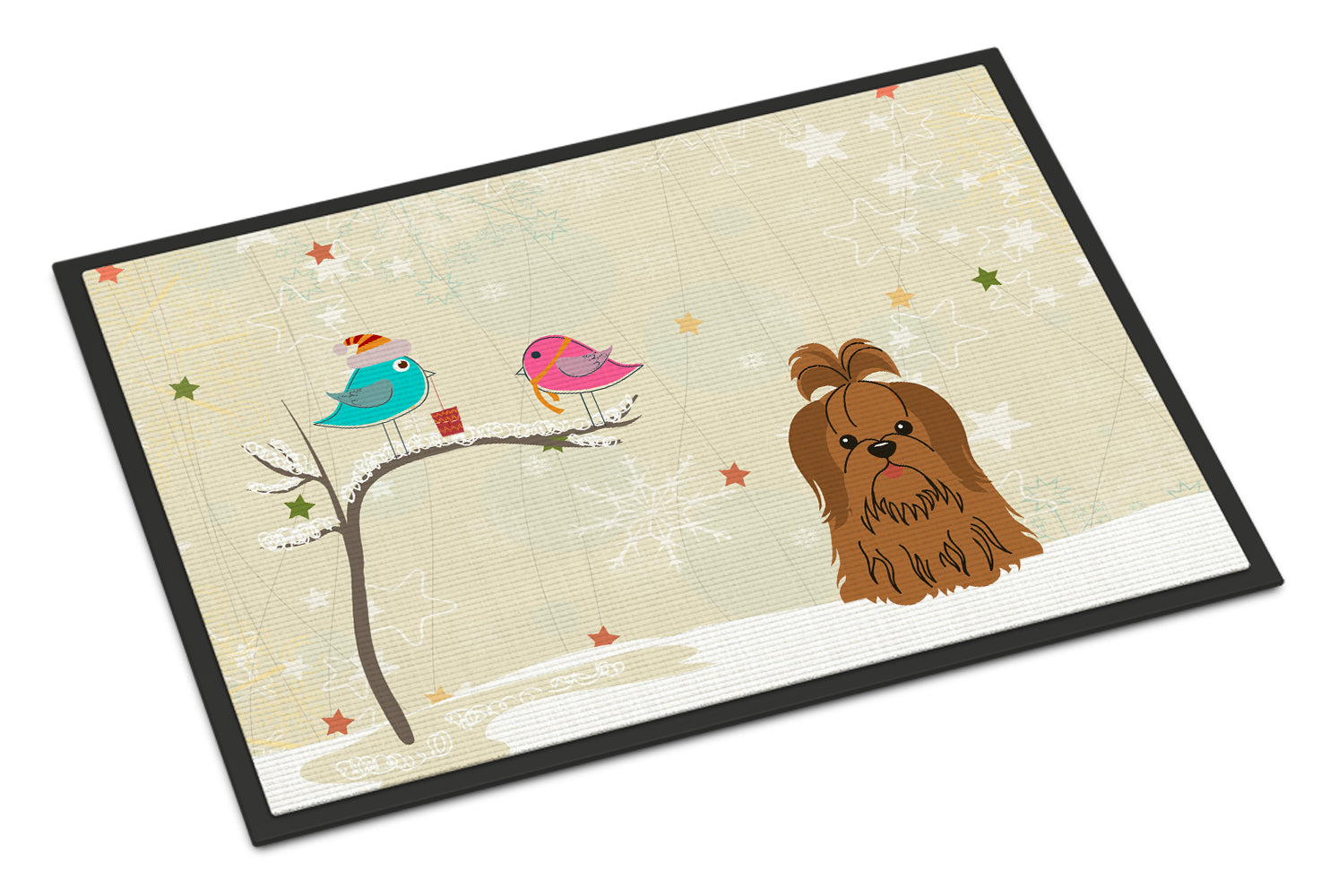 Caroline's Treasures Christmas Presents between Friends Shih Tzu Chocolate Doormat - 24x36 Decorative Floor Mat – Indoor/Outdoor Rug with Artistic Flair BB2558JMAT