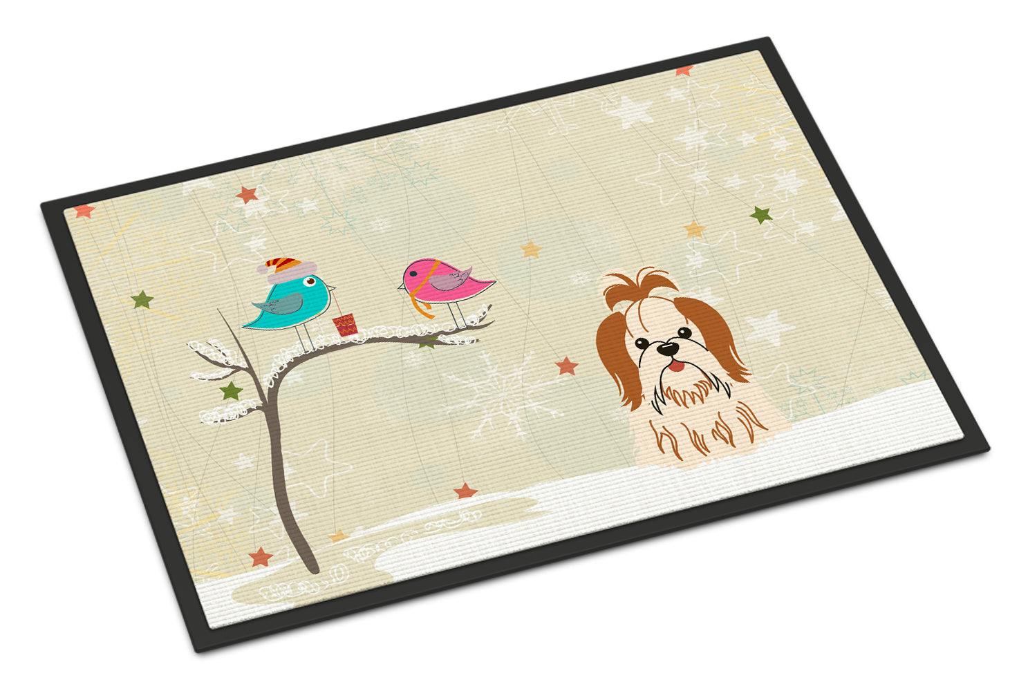 Caroline's Treasures Christmas Presents between Friends Shih Tzu Red White Doormat - 24x36 Decorative Floor Mat – Indoor/Outdoor Rug with Artistic Flair BB2559JMAT