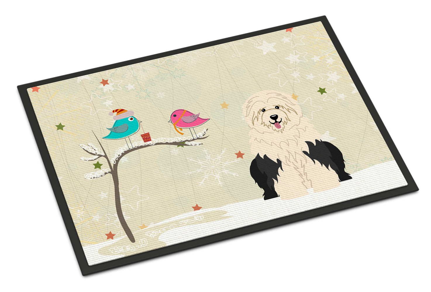 Caroline's Treasures Christmas Presents between Friends Old English Sheepdog Doormat - 24x36 Decorative Floor Mat – Indoor/Outdoor Rug with Artistic Flair BB2568JMAT