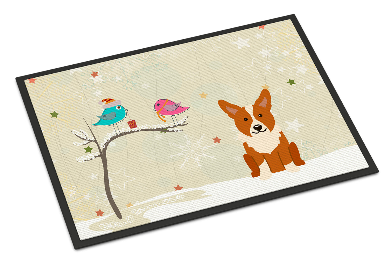 Caroline's Treasures Christmas Presents between Friends Corgi Doormat - 24x36 Decorative Floor Mat – Indoor/Outdoor Rug with Artistic Flair BB2572JMAT