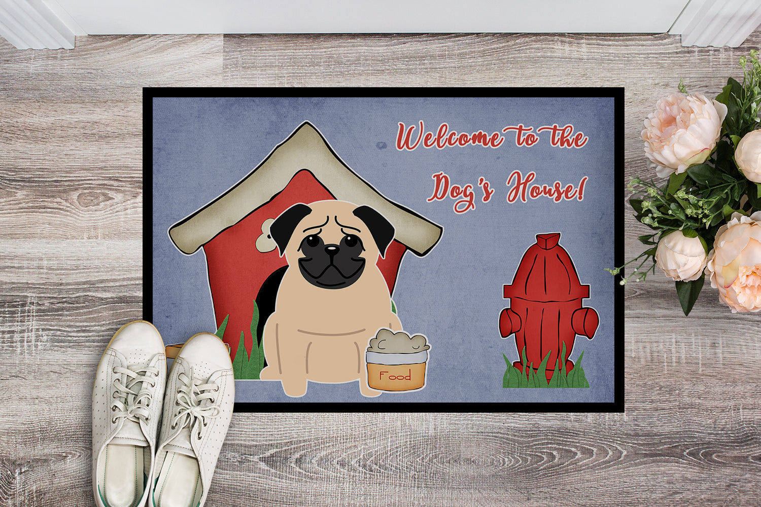 Caroline's Treasures Dog House Collection Pug Fawn Doormat - 24x36 Decorative Floor Mat – Indoor/Outdoor Rug with Artistic Flair BB2762JMAT