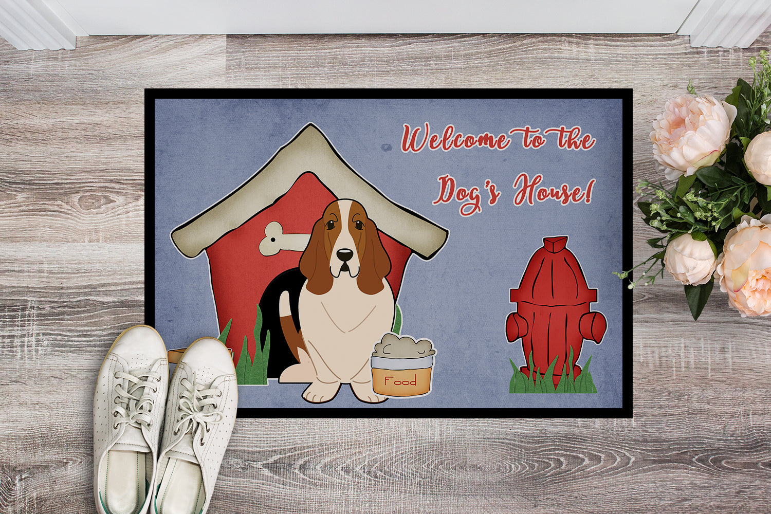 Caroline's Treasures Dog House Collection Basset Hound Doormat - 24x36 Decorative Floor Mat – Indoor/Outdoor Rug with Artistic Flair BB2775JMAT