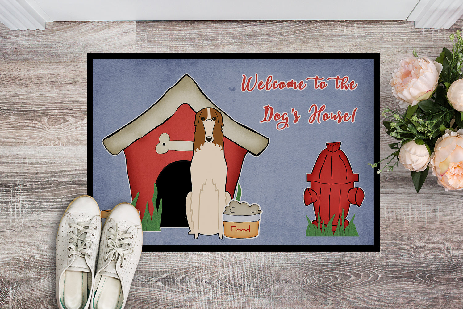 Caroline's Treasures Dog House Collection Borzoi Doormat - 24x36 Decorative Floor Mat – Indoor/Outdoor Rug with Artistic Flair BB2777JMAT