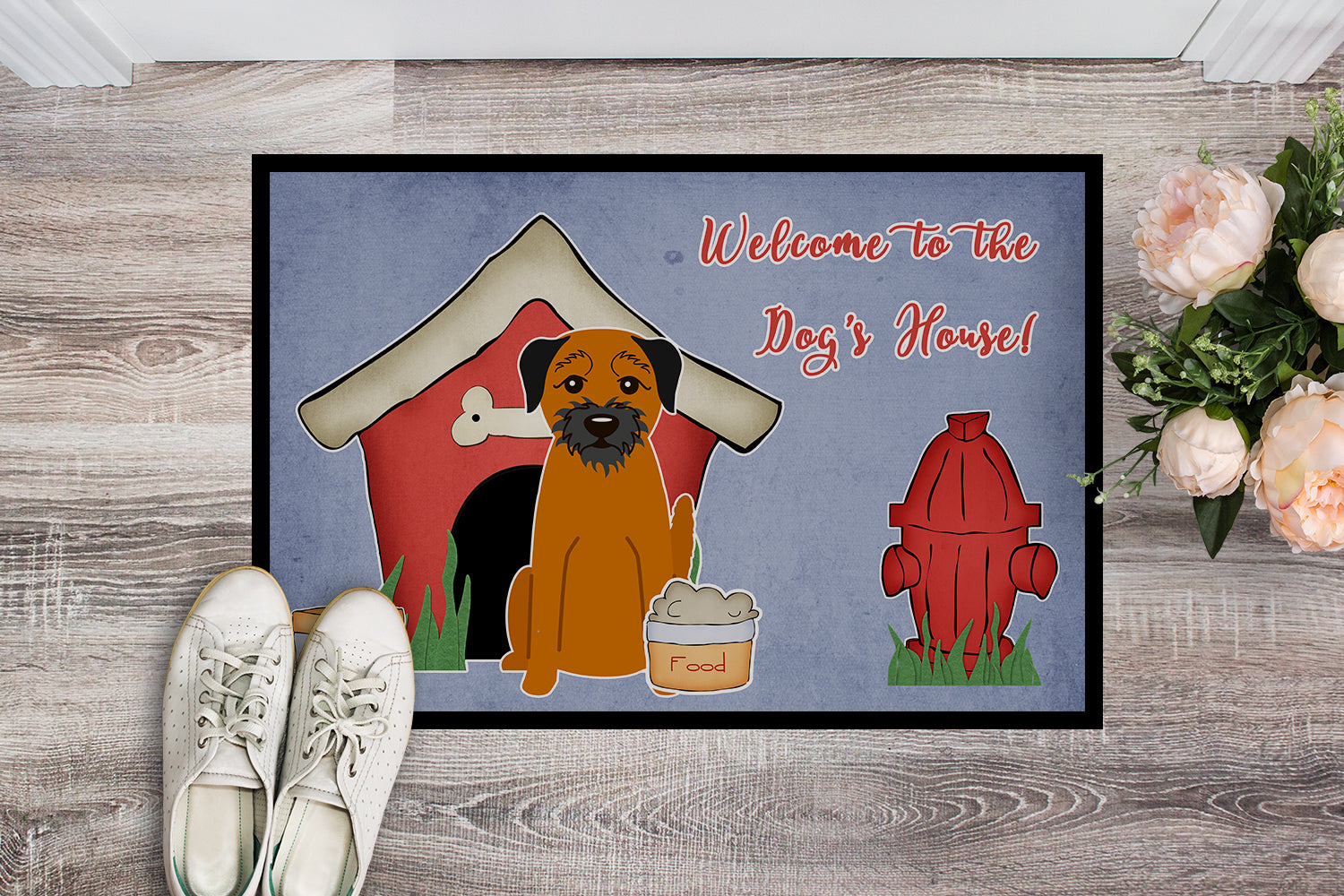 Caroline's Treasures Dog House Collection Border Terrier Doormat - 24x36 Decorative Floor Mat – Indoor/Outdoor Rug with Artistic Flair BB2793JMAT