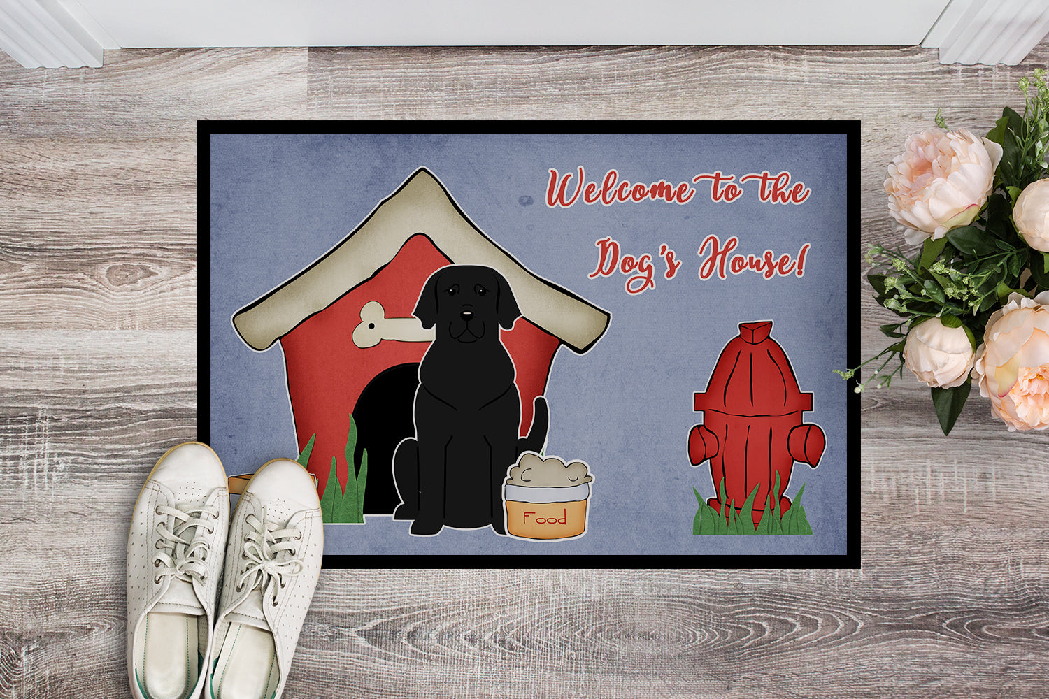 Caroline's Treasures Dog House Collection Black Labrador Doormat - 24x36 Decorative Floor Mat – Indoor/Outdoor Rug with Artistic Flair BB2811JMAT