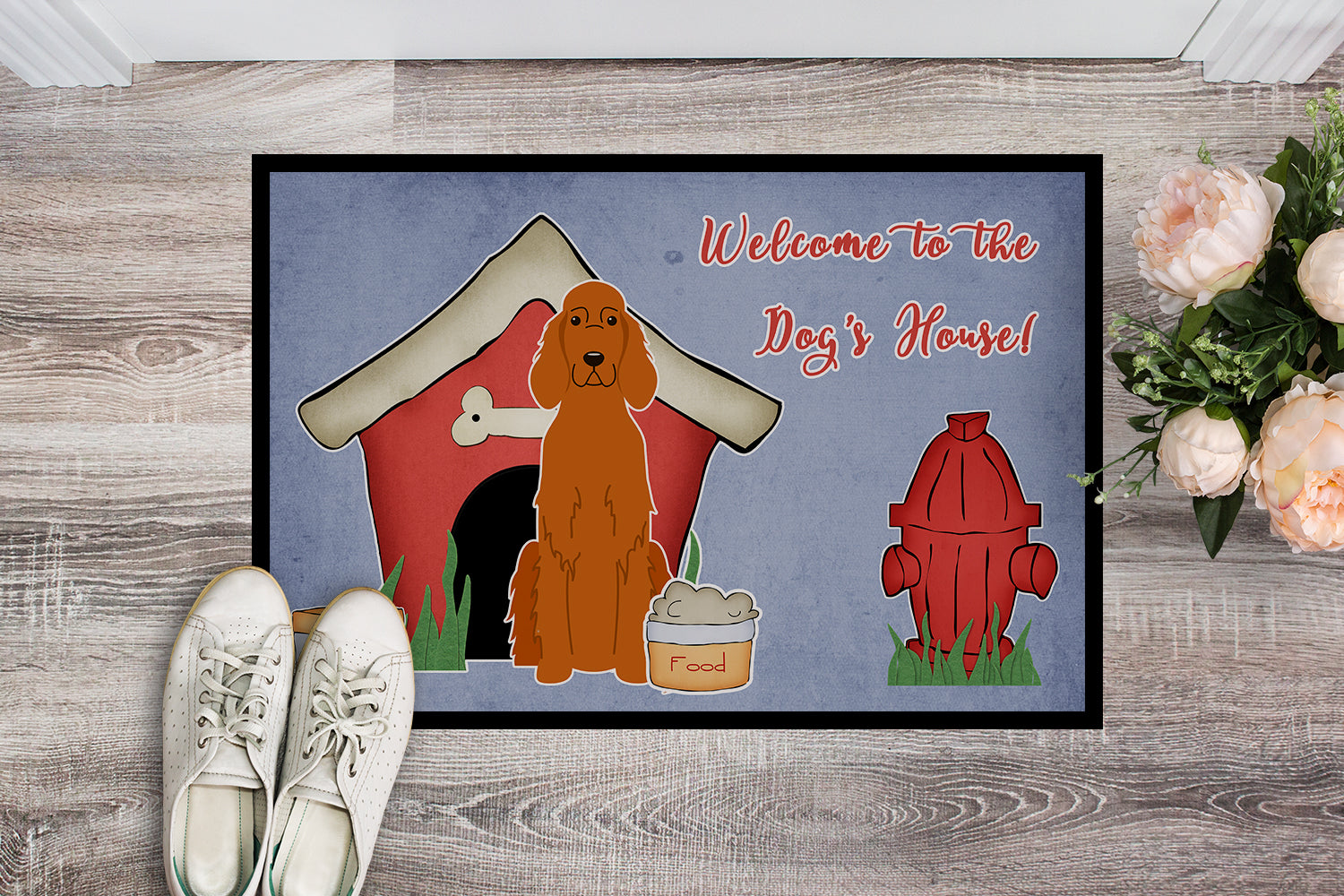 Caroline's Treasures Dog House Collection Irish Setter Doormat - 24x36 Decorative Floor Mat – Indoor/Outdoor Rug with Artistic Flair BB2818JMAT