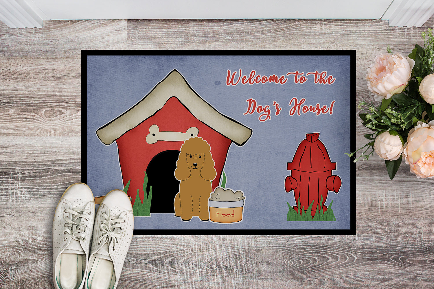 Caroline's Treasures Dog House Collection Poodle Tan Doormat - 24x36 Decorative Floor Mat – Indoor/Outdoor Rug with Artistic Flair BB2823JMAT