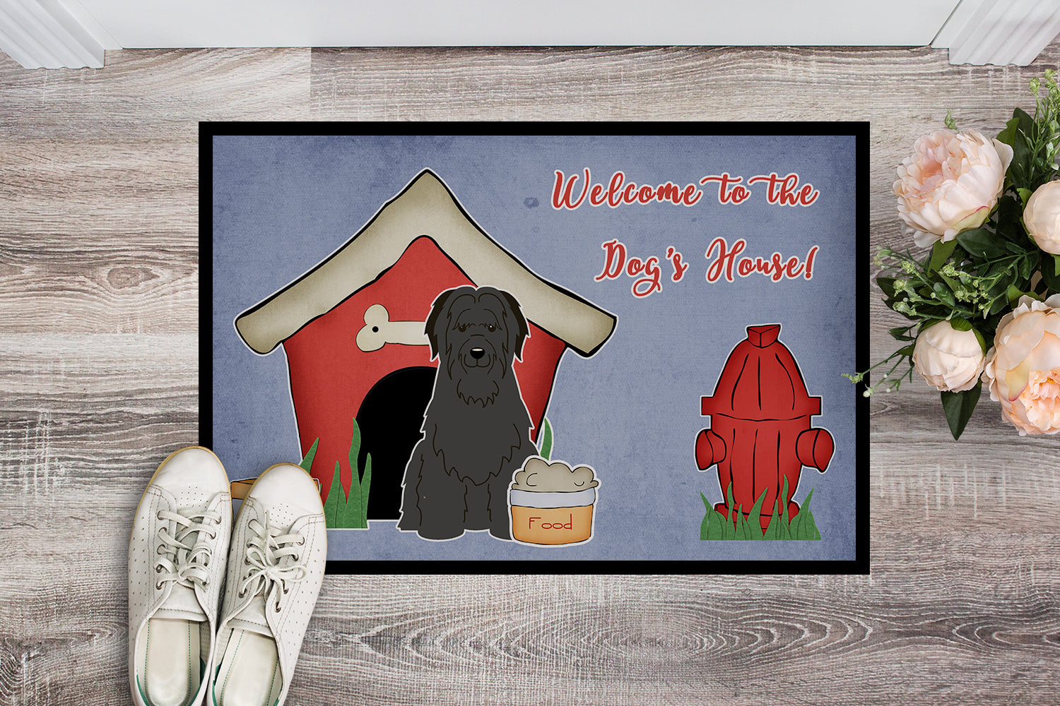 Caroline's Treasures Dog House Collection Briard Black Doormat - 24x36 Decorative Floor Mat – Indoor/Outdoor Rug with Artistic Flair BB2835JMAT