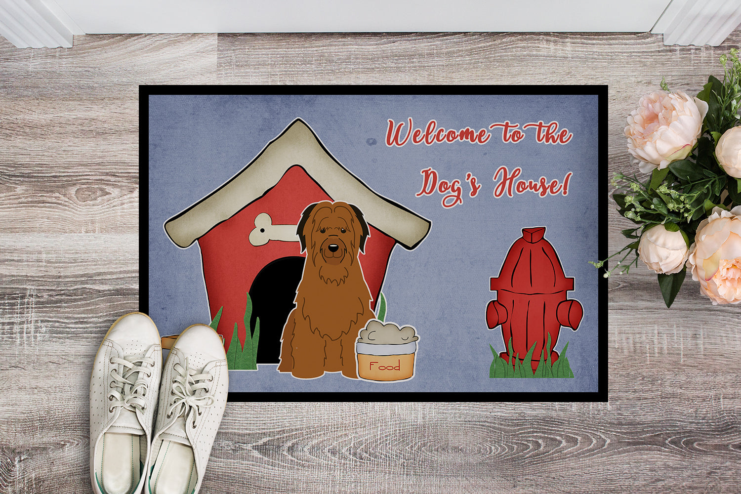 Caroline's Treasures Dog House Collection Briard Brown Doormat - 24x36 Decorative Floor Mat – Indoor/Outdoor Rug with Artistic Flair BB2836JMAT