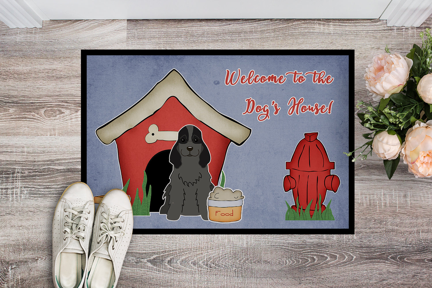 Caroline's Treasures Dog House Collection Cocker Spaniel Black Doormat - 24x36 Decorative Floor Mat – Indoor/Outdoor Rug with Artistic Flair BB2846JMAT