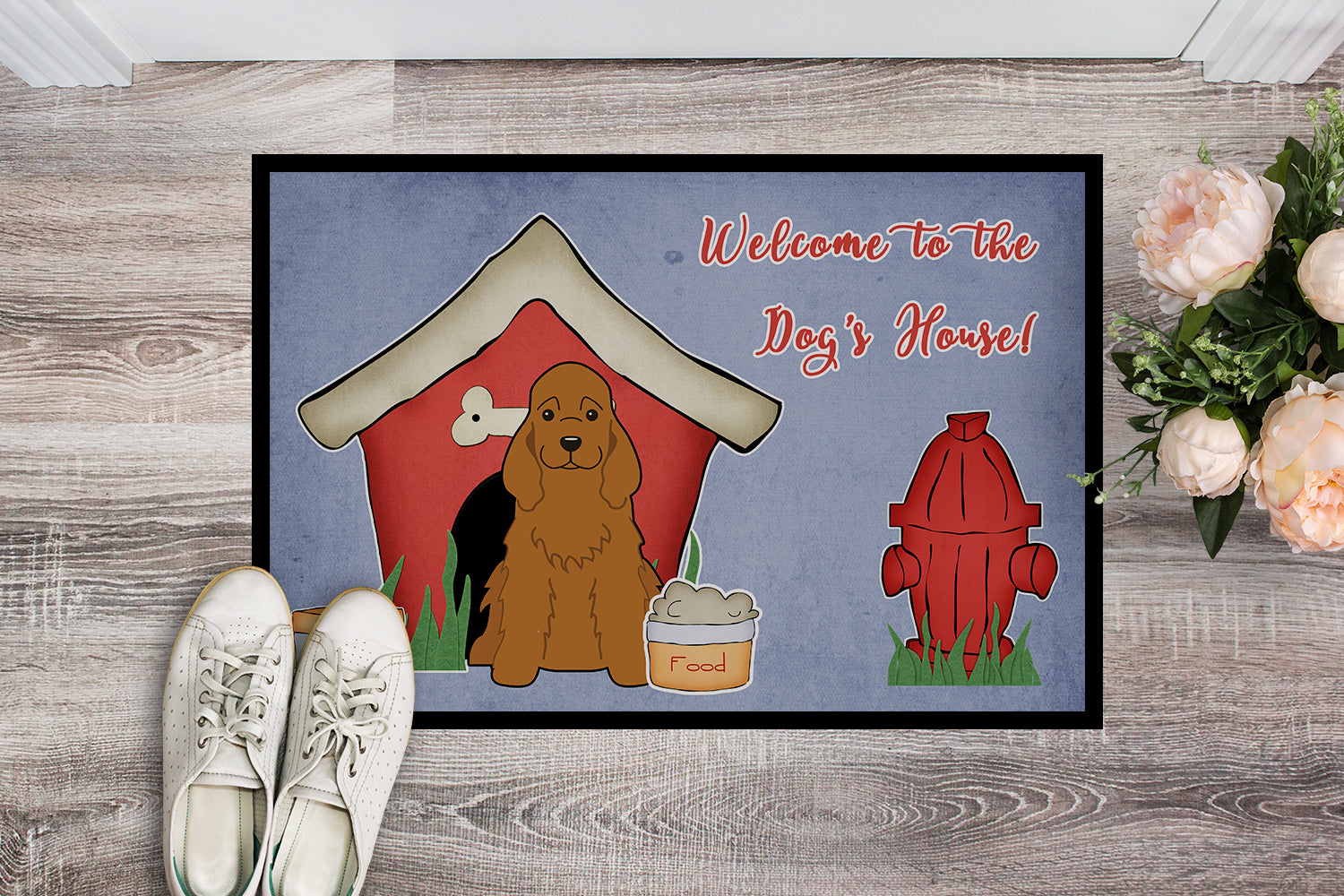 Caroline's Treasures Dog House Collection Cocker Spaniel Red Doormat - 24x36 Decorative Floor Mat – Indoor/Outdoor Rug with Artistic Flair BB2849JMAT