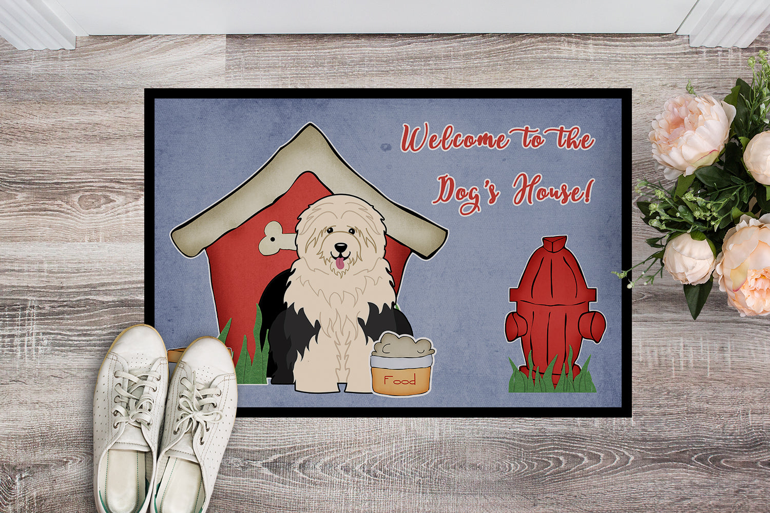 Caroline's Treasures Dog House Collection Old English Sheepdog Doormat - 24x36 Decorative Floor Mat – Indoor/Outdoor Rug with Artistic Flair BB2850JMAT