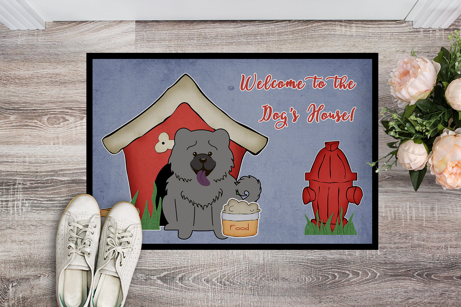Caroline's Treasures Dog House Collection Chow Chow Blue Doormat - 24x36 Decorative Floor Mat – Indoor/Outdoor Rug with Artistic Flair BB2893JMAT