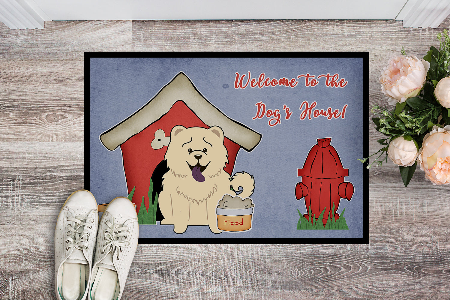 Caroline's Treasures Dog House Collection Chow Chow White Doormat - 24x36 Decorative Floor Mat – Indoor/Outdoor Rug with Artistic Flair BB2894JMAT