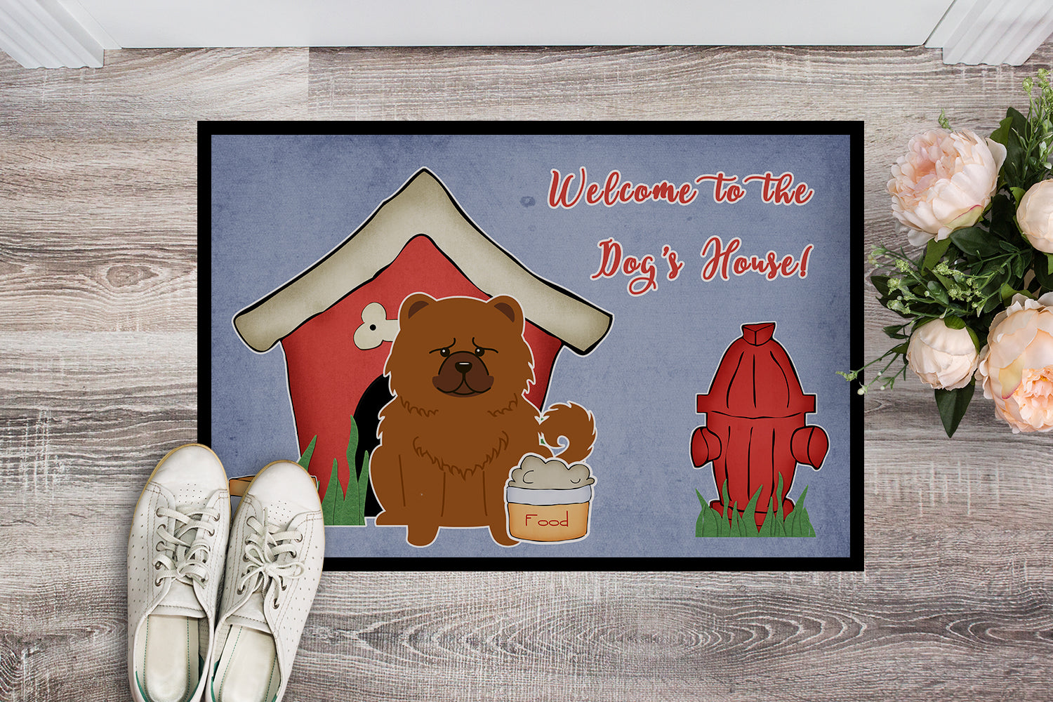 Caroline's Treasures Dog House Collection Chow Chow Red Doormat - 24x36 Decorative Floor Mat – Indoor/Outdoor Rug with Artistic Flair BB2896JMAT