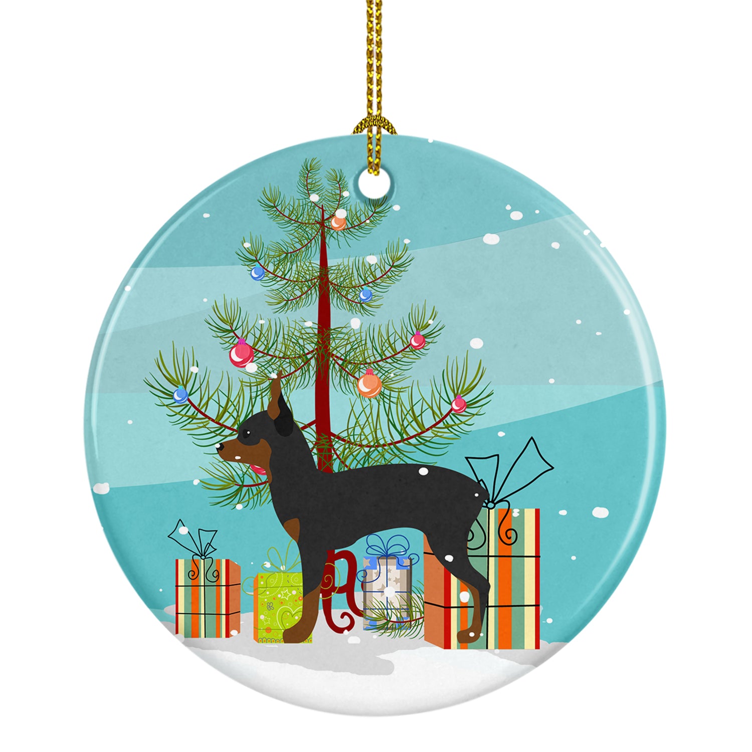 Toy Fox Terrier Merry Christmas Tree Ceramic Ornament BB2905CO1