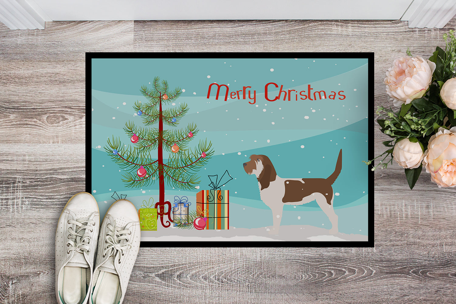 Caroline's Treasures Grand Basset Griffon Vendeen Merry Christmas Tree Doormat - 24x36 Decorative Floor Mat – Indoor/Outdoor Rug with Artistic Flair BB2908JMAT