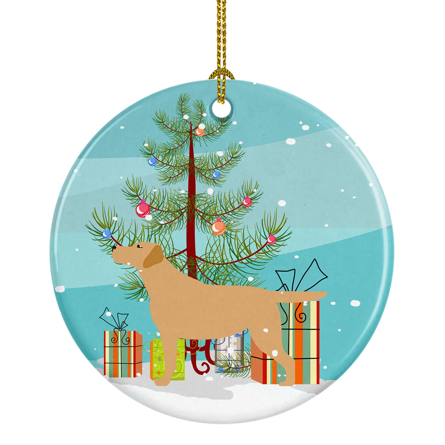 Yellow Labrador Retriever Merry Christmas Tree Ceramic Ornament BB2915CO1