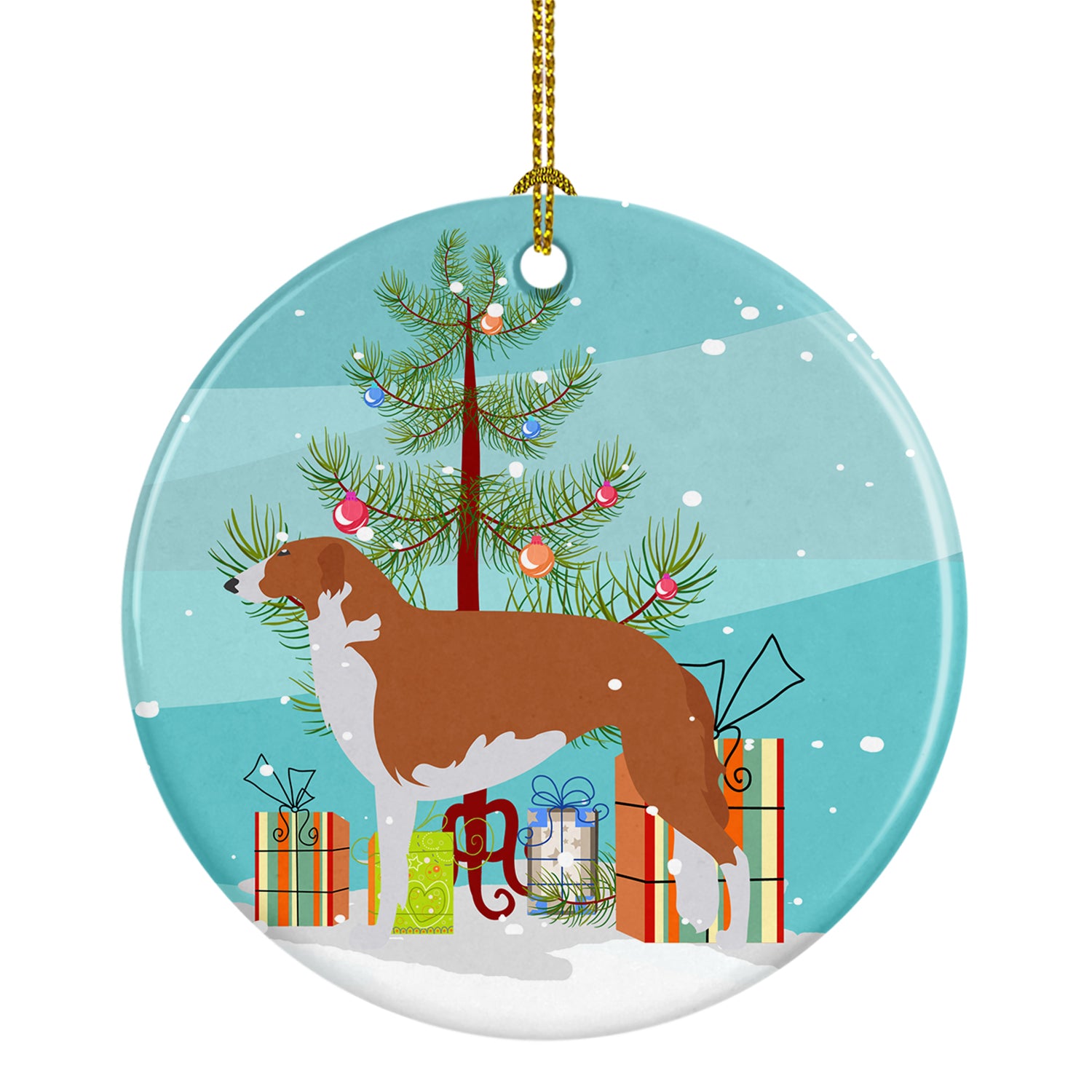 Borzoi Russian Greyhound Merry Christmas Tree Ceramic Ornament BB2917CO1