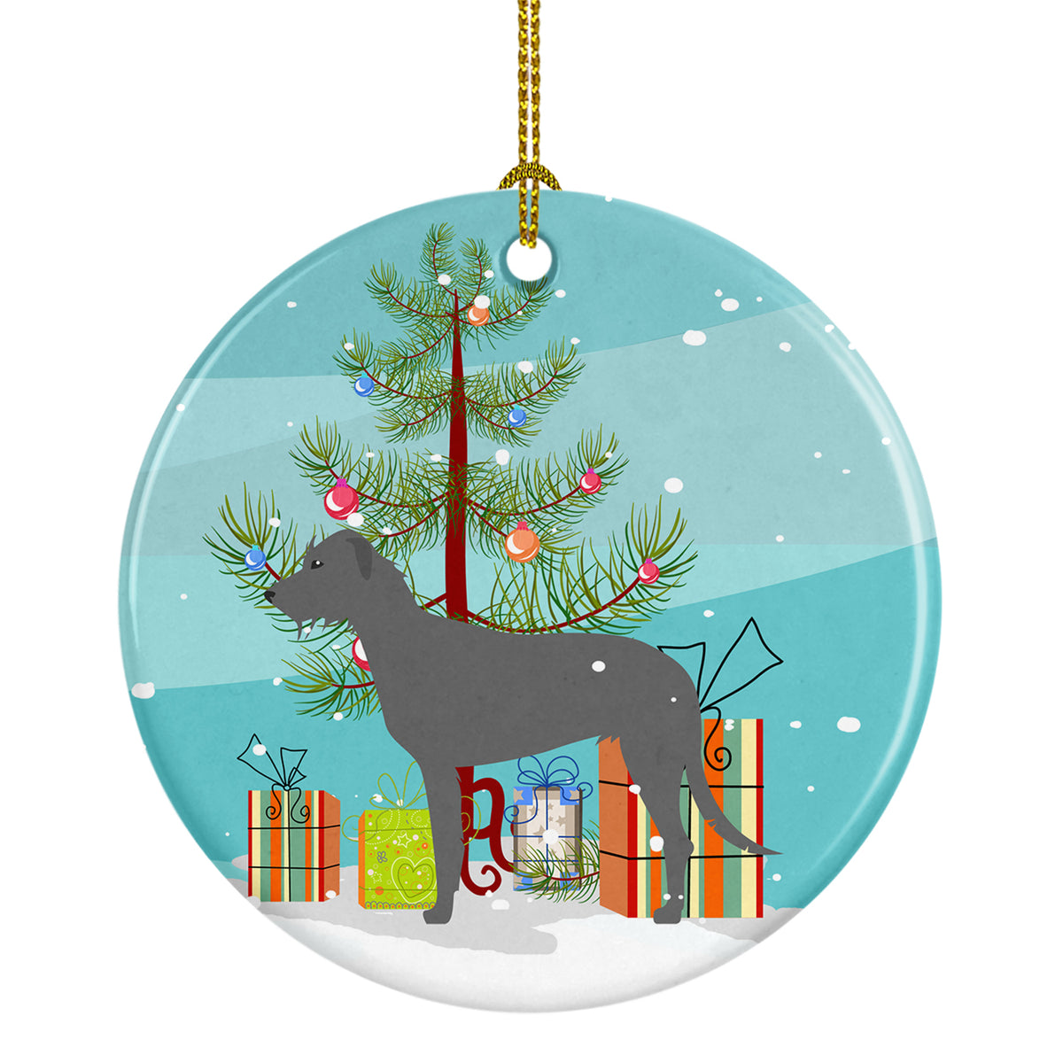 Irish Wolfhound Merry Christmas Tree Ceramic Ornament BB2921CO1