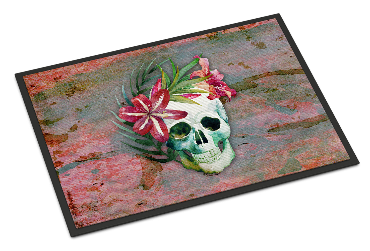 Caroline's Treasures Day of the Dead Skull Flowers Doormat - 24x36 Decorative Floor Mat – Indoor/Outdoor Rug with Artistic Flair BB5125JMAT