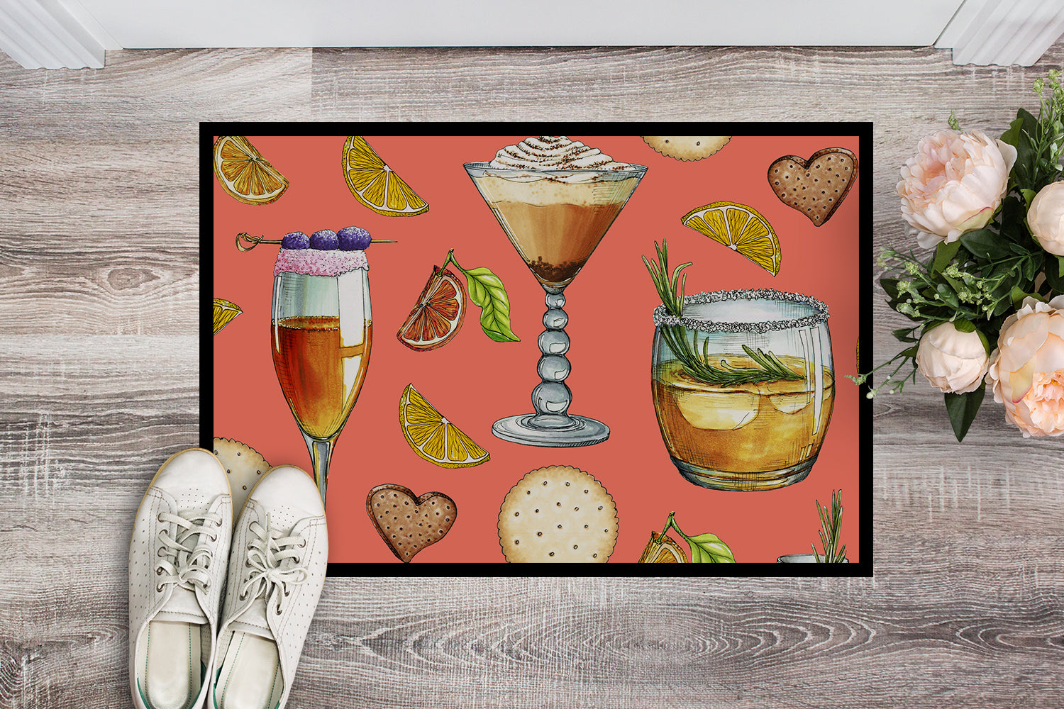 Caroline's Treasures Drinks and Cocktails Salmon Doormat - 24x36 Decorative Floor Mat – Indoor/Outdoor Rug with Artistic Flair BB5201JMAT