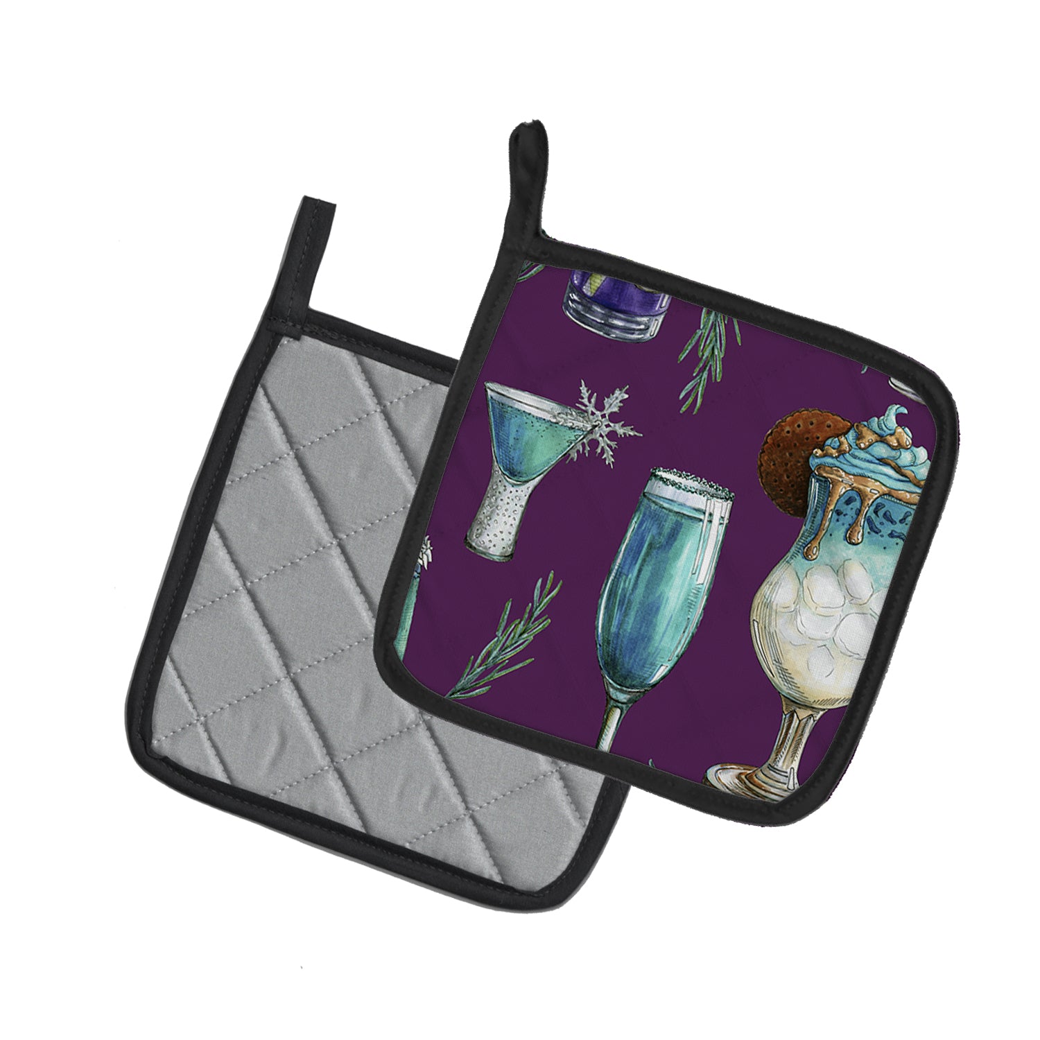 Caroline's Treasures Drinks and Cocktails Purple Pot Holders - Set of 2 - Heat-Resistant Kitchen Essentials BB5204PTHD