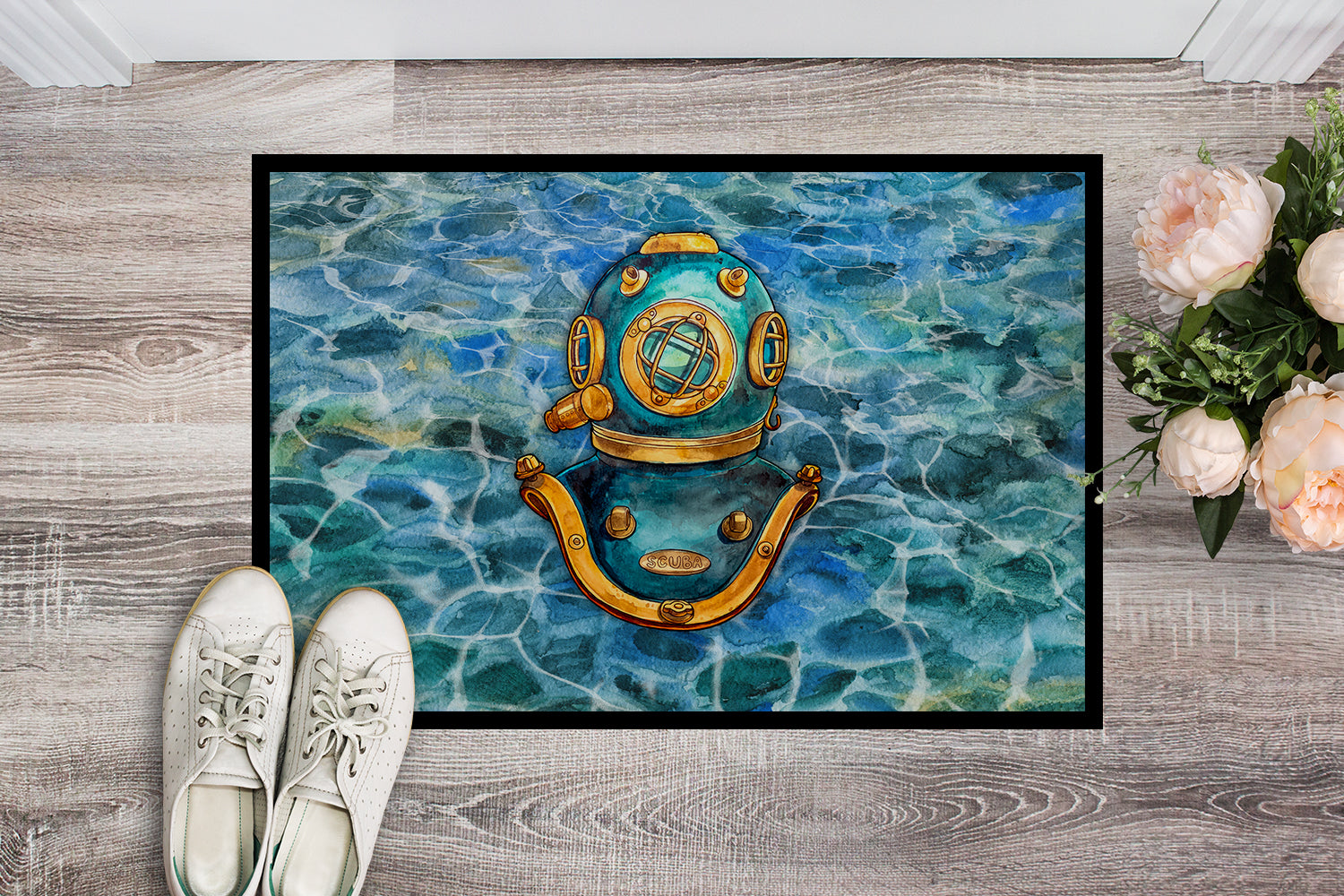 Caroline's Treasures Deep Sea Diving Helmet Doormat - 24x36 Decorative Floor Mat – Indoor/Outdoor Rug with Artistic Flair BB5355JMAT