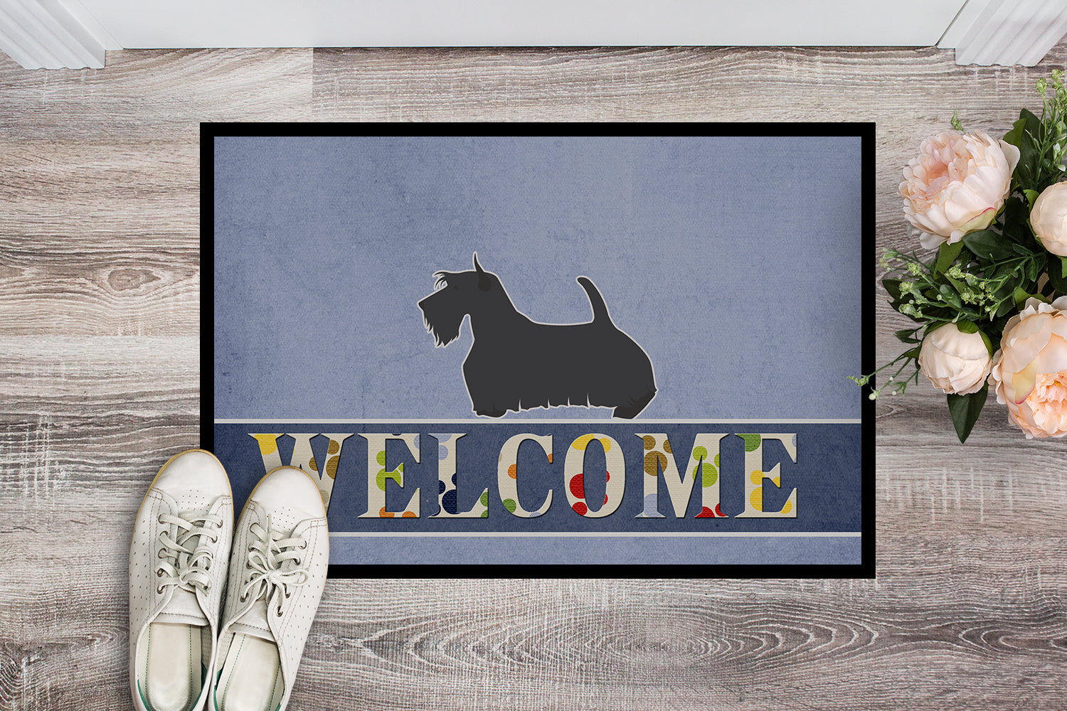 Caroline's Treasures Scottish Terrier Welcome Doormat - 24x36 Decorative Floor Mat – Indoor/Outdoor Rug with Artistic Flair BB5573JMAT
