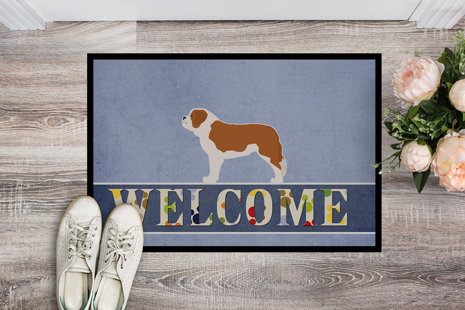 Caroline's Treasures Saint Bernard Welcome Doormat - 24x36 Decorative Floor Mat – Indoor/Outdoor Rug with Artistic Flair BB5580JMAT