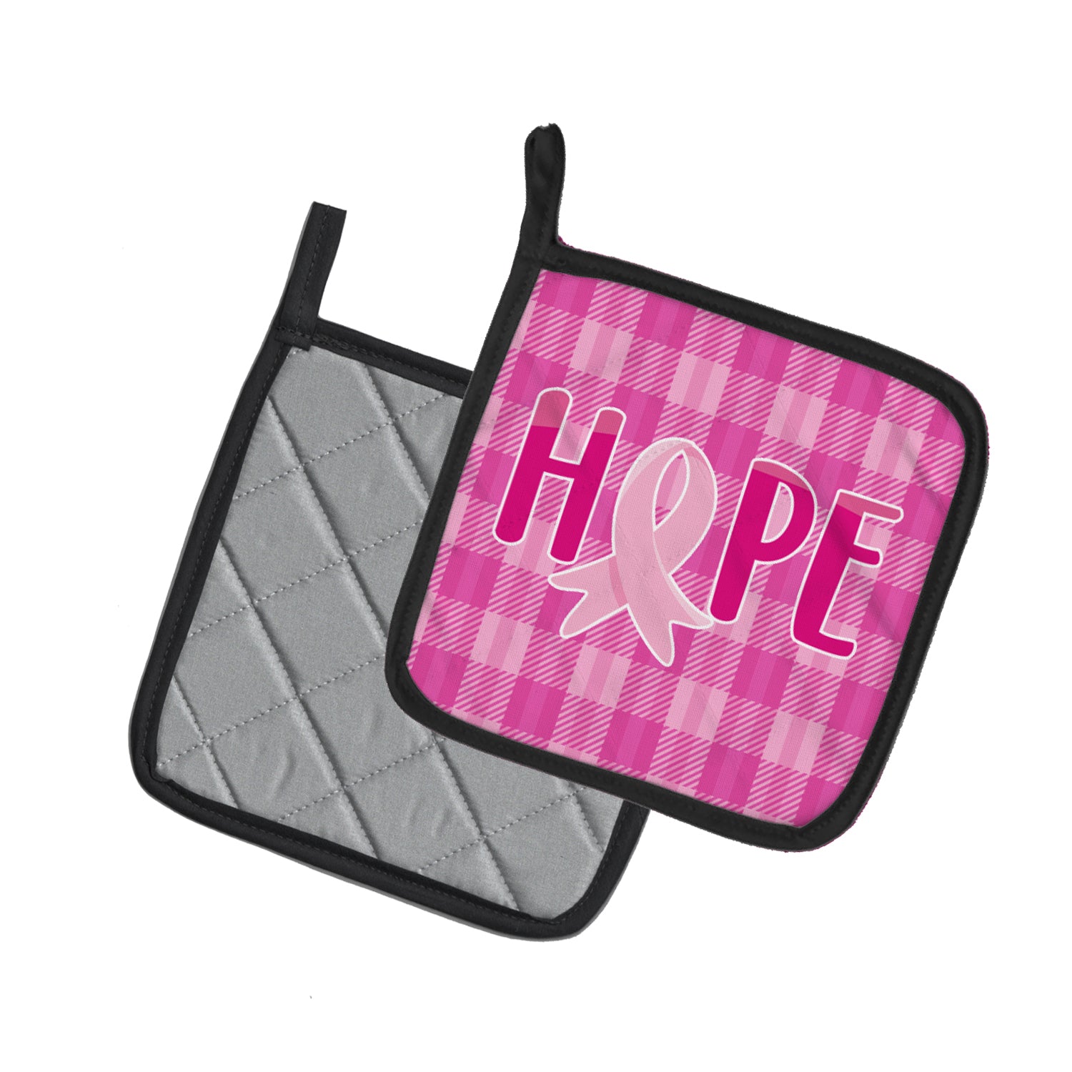 Caroline's Treasures Breast Cancer Awareness Ribbon Hope Pot Holders - Set of 2 - Heat-Resistant Kitchen Essentials BB6981PTHD