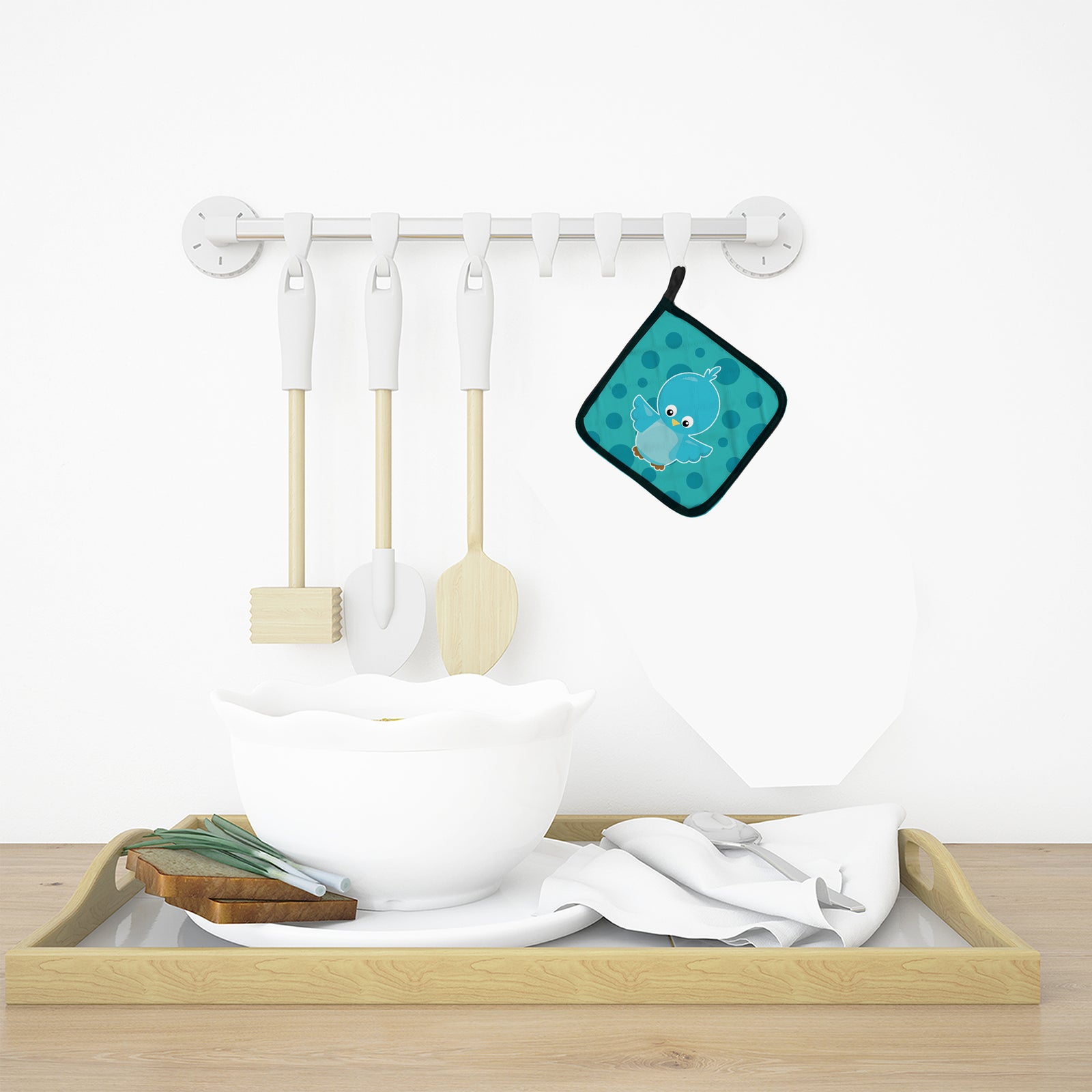 Caroline's Treasures Bird on Blue Polkadots Pot Holders - Set of 2 - Heat-Resistant Kitchen Essentials BB7013PTHD